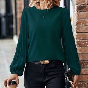 Tahari Blouse with Pleated Sleeves